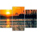 3 stykke lærredsprint, Sunset Lake Grass Nature