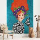 Papel pintado de Mujer mariposa con corona de flores - Hülya