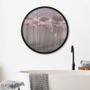 Poster lotusbloemen met zwaan in water in donkerroze - Ms Tiff - Rond