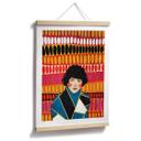 Póster de mujer delante del colorido papel pintado retro - Hülya