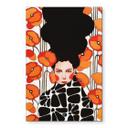 Billede af kvinde med retro valmueblomster - Hülya – print på aluminium (Alu-Dibond)