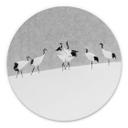 Tableau sur alu-Dibond rond Marchegiani - Des grues dans la neige