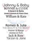 Poster Beroemde Koppels + Gepersonaliseerde Tekst