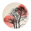 Póster Kubistika - Sol y luna detrás del árbol - Redondo