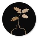 Tableau sur verre rond 1X Studio - Feuilles de chêne doré dans un vase