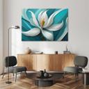 Canvasbillede, lilje turkis blomst malet