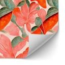 Salpicadero de cocina autoadhesivo Flores rojas coral - Treechild