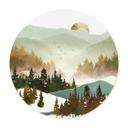 Póster SpaceFrog Designs - Mañana de otoño - Redondo