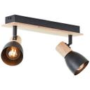 Spotbalken Emil, braun, 16,5 x 36,5 cm, Holz Innenleuchte
