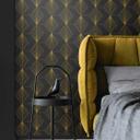 Geometrisk Art Deco tapet sort guld - moderne tapet med mønster - Ikke-vævet tapet