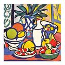 Tekstil plakat Mælk og frugt - Inspireret af Matisse - Zamart