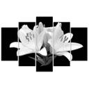 5 stykke lærredstryk hvide liljer blomster natur