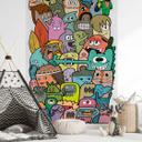 Tegneserietapet med farverige figurer - non-woven tapet tegneseriedesign - farverigt tapet