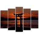 5 stykke lærredstryk, Torii Gate ved solnedgang