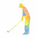 Akvarel Golfspiller 1 wallsticker