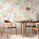 Ikke-vævet tapet med bladmønster i pastelfarver - blomstret fototapet - naturdesign