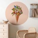 Vinilo decorativo Frida Floral Studio - Cucurucho de helado con flores - Redondo