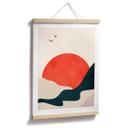 Póster Amanecer en el paisaje con palomas - Kubistika