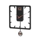 Holz-Wanduhr mit Pendel | MDF | mattschwarz, quadratisch, 52 x 40 cm