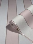 Stribet tapet, non-woven vægbeklædning Novamur Yvi hvid, rosa
