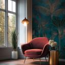 Papier peint photo palmiers jungle extensible bleu marron 159x280 cm Papier peint intissé  