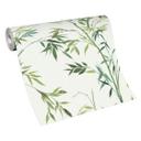 Papier peint molletonné, papier peint à motifs de bambou, papier peint molletonné Erismann Martinique vert