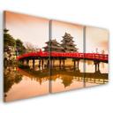3 stykke lærred Print Japan Bridge Trees Nature