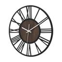 Design vægur Wood & Steel med valnøddetræslook og romertal Ø40 cm