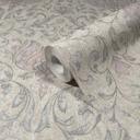 Papel pintado no tejido con flores, hojas ornamentales beige brillante, gris floral