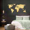Wereldkaart goud effect aluminium