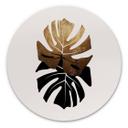 Tableau sur alu-Dibond Kubistika - Monstera noir et or - Rond