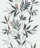 Papel pintado no tejido de color blanco, negro motivo hoja aspecto floral naturaleza 