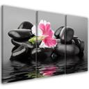3 stykke lærredstryk Stones Flower Zen Spa