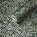 Papel pintado tejido-no tejido de diseño verde oro - papel pintado gráfico tejido-no tejido papel pintado moderno para el salón