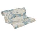 Blomstret tapet vintage blå beige - blomstret tapet retro look - ikke-vævet tapet