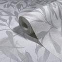 Non-woven tapet i hvid grå blade bladlook vintage blomstret natur 