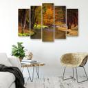 5 stykke lærred Print Autumn Forest River