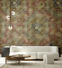Fototapet vægmaleri med motiv vintage orientalsk tæppemønster i rød blå beige 2,7 x 2,12 m