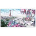 3 stykke lærred Print Paris Eiffeltårnet Landskab Pink Pastel