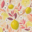 Citron tapet pink gul orange - Ikke-vævet tapet farverigt moderne - frugt & blade