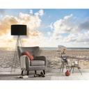 Brunt og blåt non-woven tapet Designwalls BeachChair Østersøen solnedgang