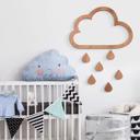 Decoración en madera caoba - Nube con gotas (7 piezas)