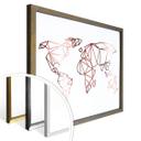 Plakat - Origami Verdenskort - Rosegold-optik