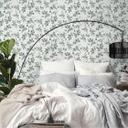 Papel pintado acuarela floral verde gris - Papel no tejido con hojas - Muestra botánica