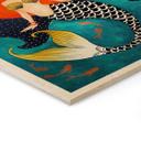 Cuadro de madera sirena a la luz de la luna roja - Hülya