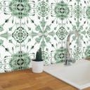 Azulejos Adhesivos Acuarela - Flor verde - lote de 12