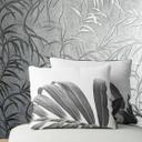 Papel pintado no tejido con hojas en hormigón de aspecto floral gris