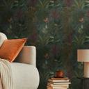 Papier peint à motifs Plantes et herbes Vert foncé - Papier peint jungle avec feuilles