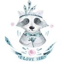 Sticker mural Kvilis - Raton laveur I love You