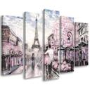 5 stykke lærred Print Frankrig Paris Tower Pastel